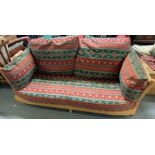 Three piece beech and ash Ercol two seater settee and