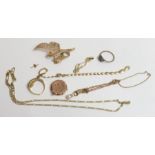 ## WITHDRAWN ## A 9 carat gold brooch; a cat pendant; a half hoop