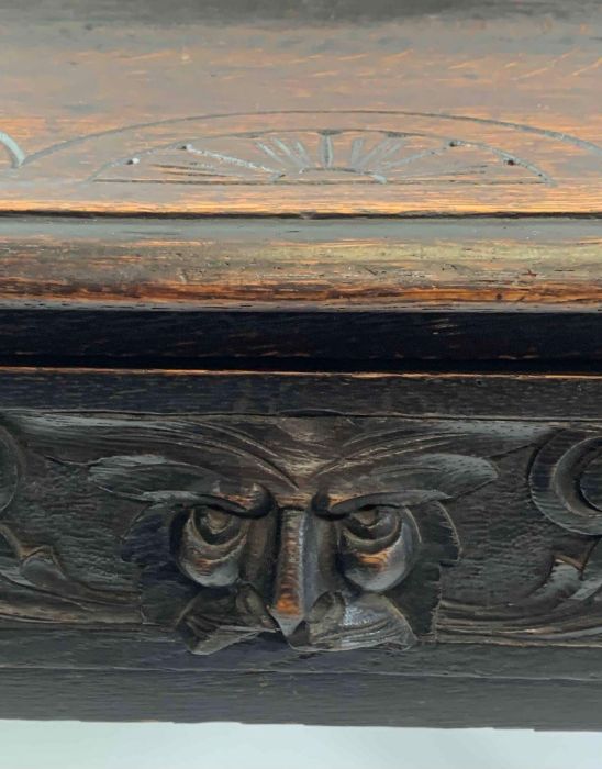 A Victorian carved oak sideboard, with single long - Bild 7 aus 7