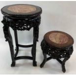 Two Chinese pierced occasional tables, each with