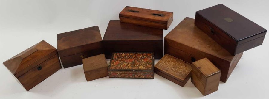 A good collection of 19th century wooden boxes, in