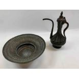 A 19th century Middle Eastern ewer and matching bo