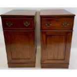 A pair of mahogany pedestals, each with a single s