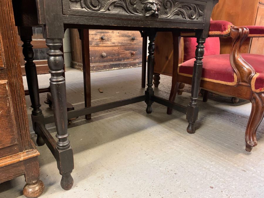 A Victorian carved oak sideboard, with single long - Bild 6 aus 7