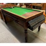 A Victorian bar billiards table, with a slate base