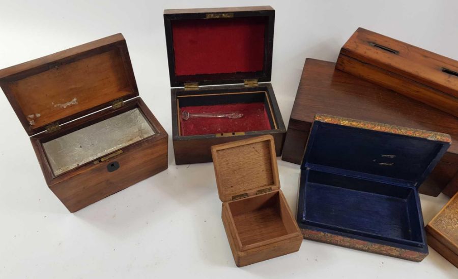 A good collection of 19th century wooden boxes, in - Bild 3 aus 5