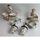 A 19th century European porcelain salt, the two bo