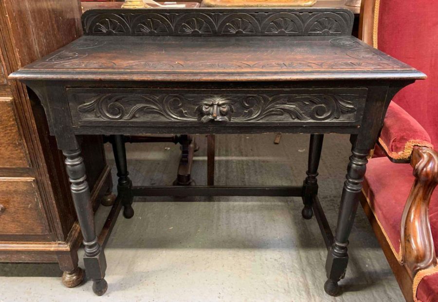 A Victorian carved oak sideboard, with single long - Bild 4 aus 7