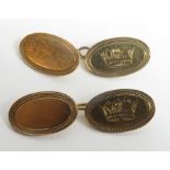 A pair of 9ct gold oval cufflinks, Steele & Dolphi