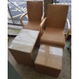 2 wicker armchairs & 2 wicker coffee tables