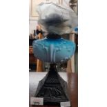 Iron based blue ceramic oil lamp