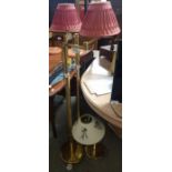 2 brass standard lamps & 1 brass table lamp