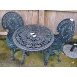 Decorative plastic garden table and chairs with pa