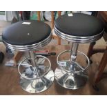 Pair of chrome base adjustable bar stools