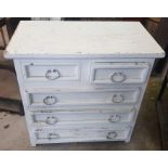 Painted pine chest of drawers, 2 short, 3 long