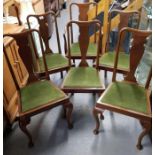 Set of 6 mahogany slat back dining chairs