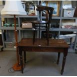 Oak standard lamp and shade along with early 20th