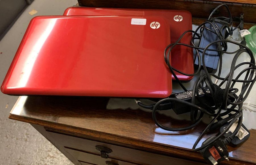 2 HP Pavilion laptops with chargers, (one working