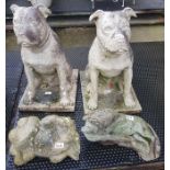 Pair of reconstituted stone seated dogs, reconstit