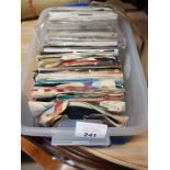 Crate of single vinyl records