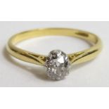A diamond single stone ring, stamped '18ct & Pt',