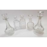A Stuart crystal double ring decanter, a pair of e