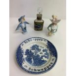 Two German glazed porcelain half dolls, a Schweppe