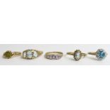 A 9ct gold blue topaz single stone ring,