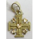 A Jerusalem cross pendant with brillia