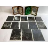 A collection of thirteen glass negatives, along wi