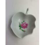 A Meissen porcelain leaf shape pickle dish, decora