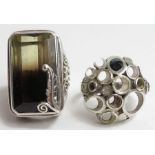 A large Nordic style pierced white metal ring set