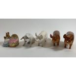 Three Beswick pigs, along with Royal Copenhagen pi