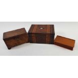 A Victorian Tunbridge Ware work box, along with a