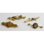 A group of four assorted bar brooches