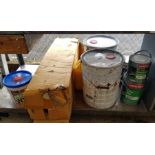 Tins of paint, resin solution, pro wipes & box of