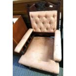 Mahogany framed open armchair with turned legs