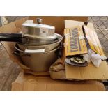 Pressure cooker, aluminum sauce pans & horse brasses