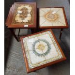 Mid 20th century teak & tiled topped nest of table