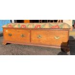 Oak bench/stool with storage drawers