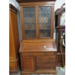 20th century oak bookcase bureau with glazed top s