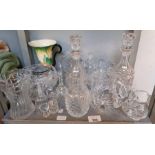 Collection of cut & molded glass including decante