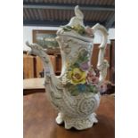A large Capodimonte jug with lid