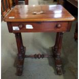 A Victorian mahogany table on stand, with turned f