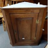 Victorian oak corner wall hanging cabinet