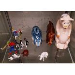 Ceramic piggy banks, very fine glass animals & oth