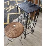 Metal wine rack and metal & wicker side table