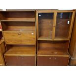 2 mid 20th century teak display cabinets