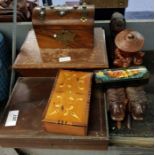 Vintage trinket & jewellery boxes, hardwood lions