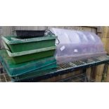 Gardening propagators & plastic water tank on stan